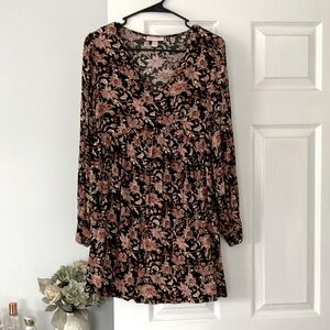 KNOX ROSE Floral Black Dress XS